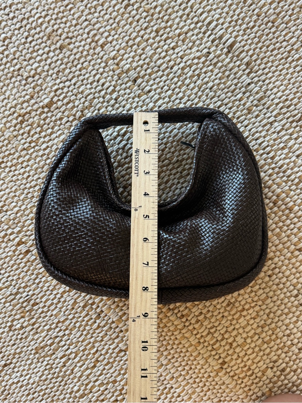 Lattice Weave Mini Bon Bon Bag Brown Leather Worn Once - Picture 10 of 11